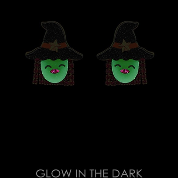 Glitter Witch Face w/Fringe Earrings - Picture 2 of 2